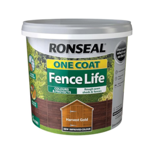 Ronseal RSLOCFLHG5L One Coat Fence Life, Harvest Gold, 5 Litre
