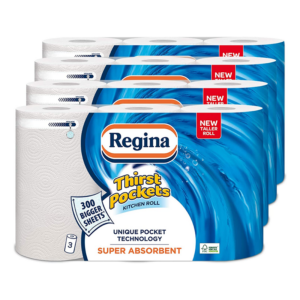 Regina Thirst Pockets -12 Rolls - Super Absorbent Kitchen Tissue Paper Towel