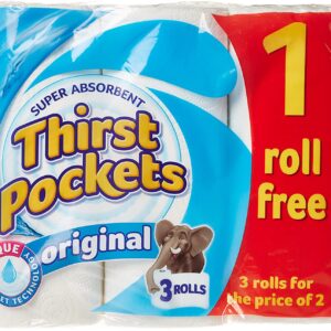 Thirst Pockets Kitchen Towel 3 for 2 Rolls (Pack of 8)