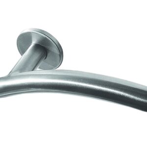 Frelan Hardware Arched Door Handles On Round Rose, Satin Stainless Steel  (sold in pairs)
