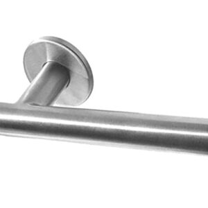 Frelan Hardware Atlanta Door Handles On Round Rose, Satin Stainless Steel  (sold in pairs)
