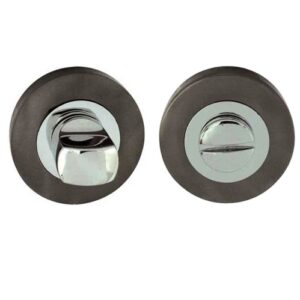 Frelan Hardware Bathroom Turn & Release (50mm x 10mm), Dual Finish Polished Chrome & Black Nickel