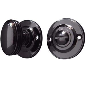 Frelan Hardware Round Bathroom Turn & Release (40mm Diameter), Polished Black Nickel