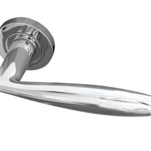 Frelan Hardware Reguitti Stylo Door Handles On Round Rose, Polished Chrome  (sold in pairs)