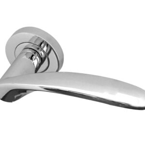 Frelan Hardware Monaco Door Handles On Round Rose, Polished Chrome(sold in pairs)