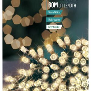 600 LED Warm White Battery Operated Multi-Action Fairy Lights on Green Cable, 60.2m -  FLB131956WW-CPC