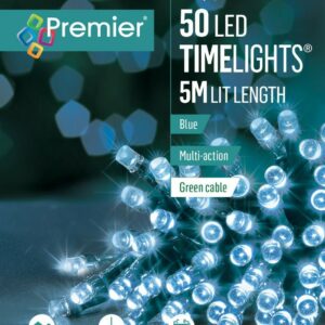50 LED Blue Battery Operated Multi-Action Fairy Lights on Green Cable, 5.2m -  FLB112382B-CPC