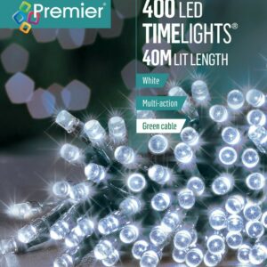 400 LED White Battery Operated Multi-Action Fairy Lights on Green Cable, 40.2m -  FLB131955W-CPC
