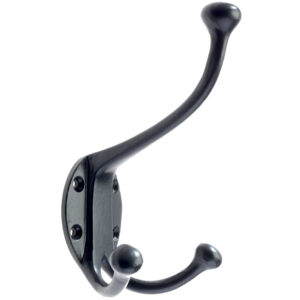 Zoo Hardware Double Hat & Coat Hook – 145mm – Black Antique