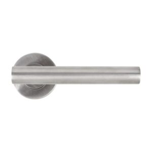 Axel Premium Handle Lever On Round Rose In  Satin Stainless Steel