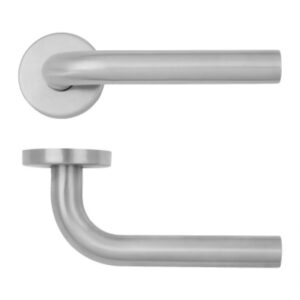 Alvit Premium Handle,  Lever on Round Rose In Satin Stainless Steel