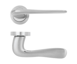 Tova Premium Handle,  Lever on Round Rose In Satin Chrome